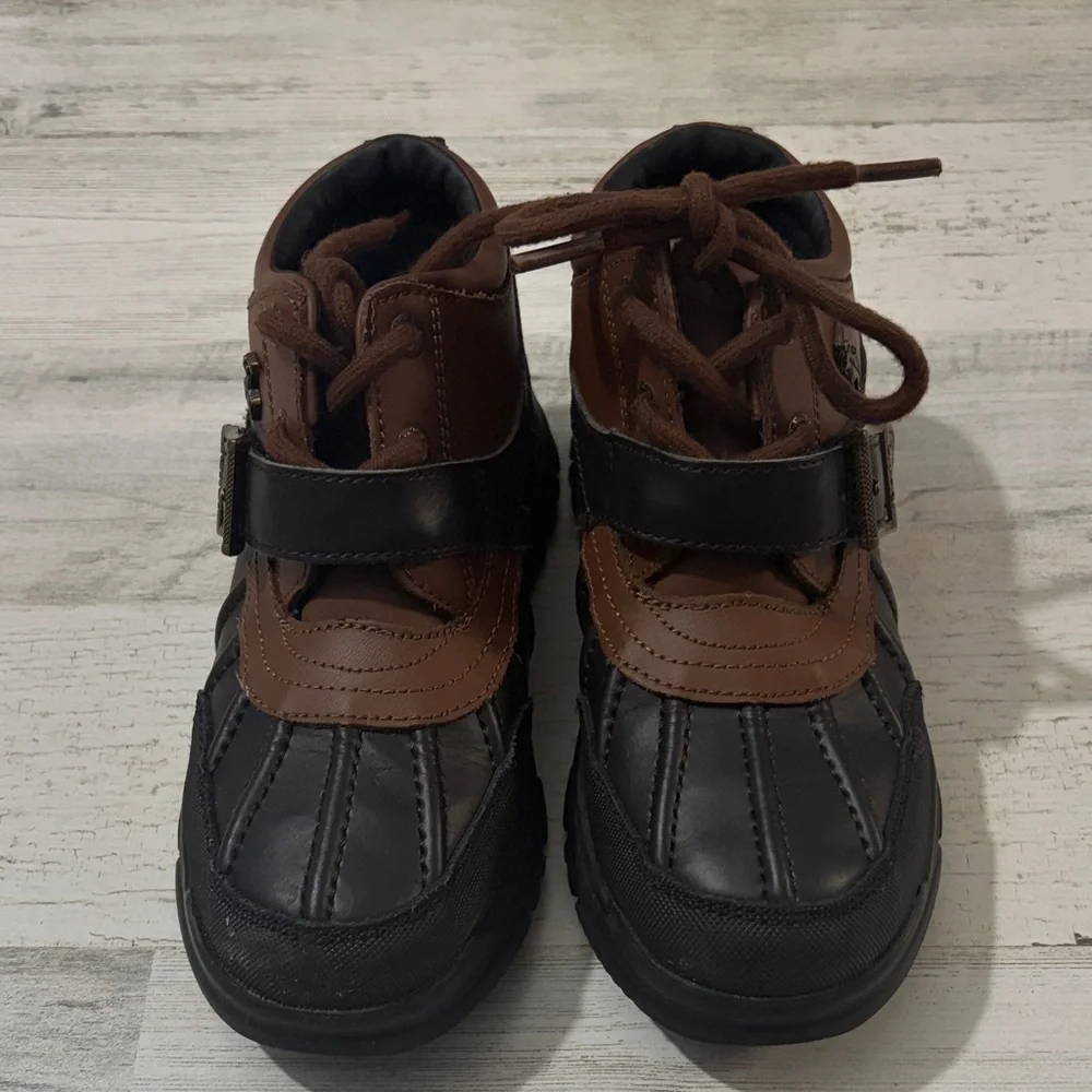 Polo by Ralph Lauren Black and Brown Kids Boots Size 13